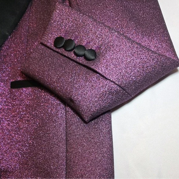 Karen Millen Women's Tailored Sparkle Contras Blazer Pink Purple Size 8 NEW - Picture 3 of 13